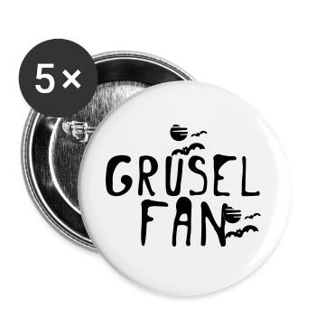 Grusel Fan Halloween Herbst Fun Spruch Geschenk - Buttons groß 56 mm (5er Pack) - Weiß - Vorne