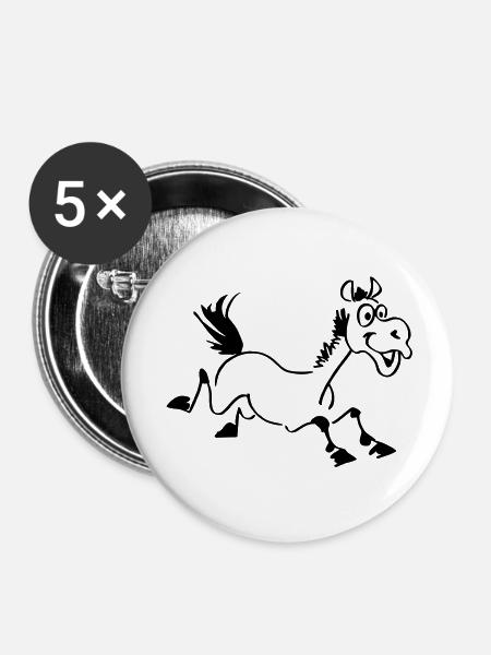 Funny horse - Buttons large 2.2''/56 mm (5-pack) - white