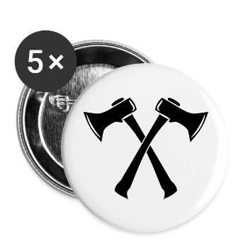 Hache Axe Axes Pompiers Bûcheron 1c - Lot de 5 grands badges (56 mm) - blanc - Devant