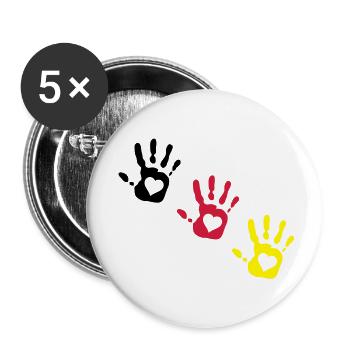 Deutsch Händen Herzen 3c 3c diag - Buttons groß 56 mm (5er Pack) - Weiß - Vorne