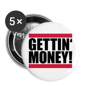 bar dollar gettin money sign money rich money - Buttons large 2.2''/56 mm (5-pack) - white - Front