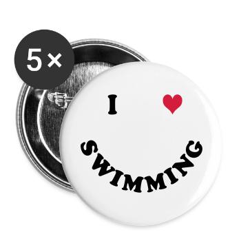 Schwimmen - I love Swimming - Buttons large 2.2''/56 mm (5-pack) - white - Front