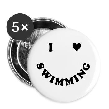 Schwimmen - I love Swimming - Buttons large 2.2''/56 mm (5-pack) - white - Front