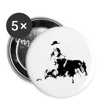 Sliding Stop Silhouette Reining Westernreiten - Buttons groß 56 mm (5er Pack) - Weiß - Vorne