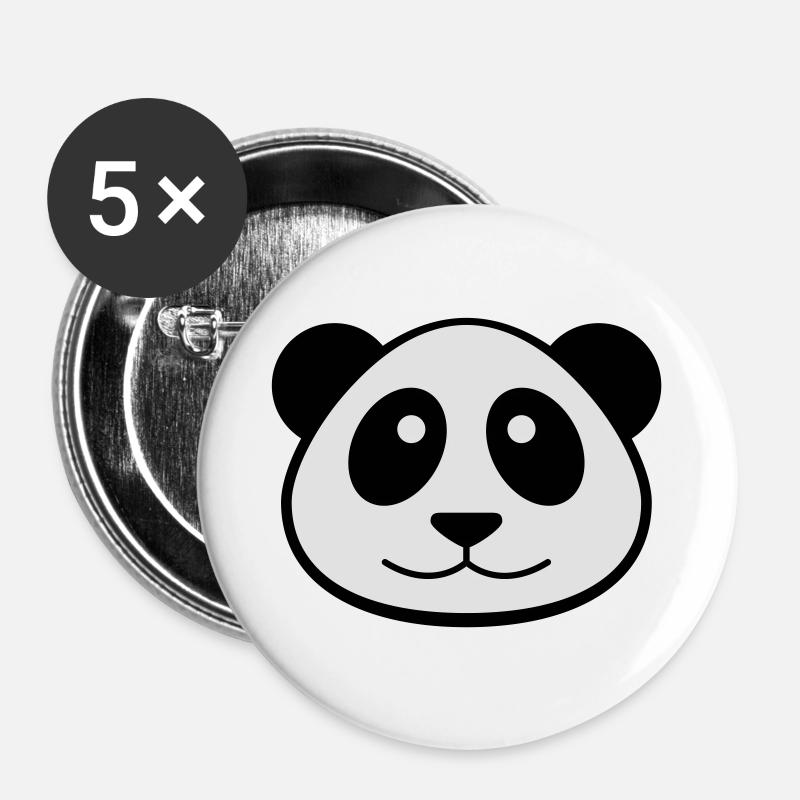 Panda Face - Buttons large 2.2''/56 mm (5-pack) - white