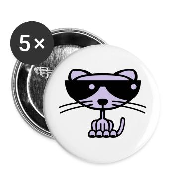 Cool Cat (Farbe) - Buttons groß 56 mm (5er Pack) - Weiß - Vorne