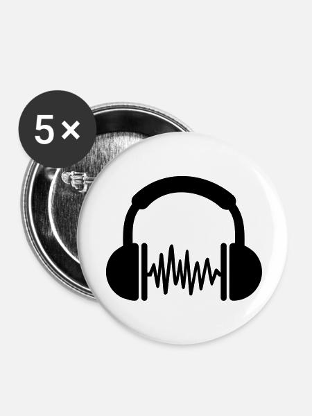 Kopfhörer - Buttons groß 56 mm (5er Pack) - Weiß