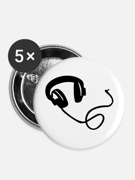 Kopfhörer - Buttons groß 56 mm (5er Pack) - Weiß