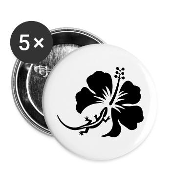 Margouillat hibiscus - Lot de 5 grands badges (56 mm) - blanc - Devant