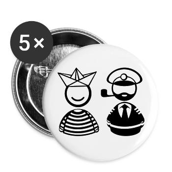 Seemänner - Buttons groß 56 mm (5er Pack) - Weiß - Vorne