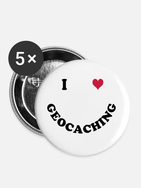 Geocaching - Buttons groß 56 mm (5er Pack) - Weiß