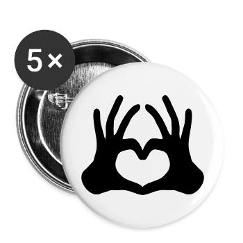 contours 2 haende couple équipe hand signe demi-coeur - Lot de 5 grands badges (56 mm) - blanc - Devant