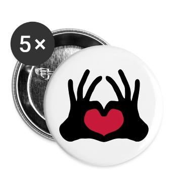 form umriss 2 haende paar team hand zeichen halbes - Buttons groß 56 mm (5er Pack) - Weiß - Vorne