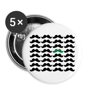 Mustache Moustache "Be Different" 2c - Buttons groß 56 mm (5er Pack) - Weiß - Vorne