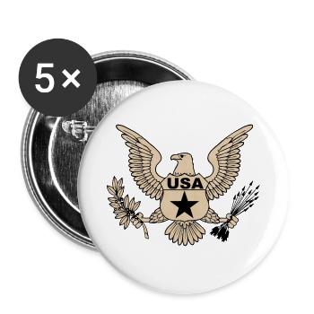 usa army 2 - Buttons large 2.2''/56 mm (5-pack) - white - Front