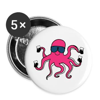 krake_mit_bier - Lot de 5 grands badges (56 mm) - blanc - Devant