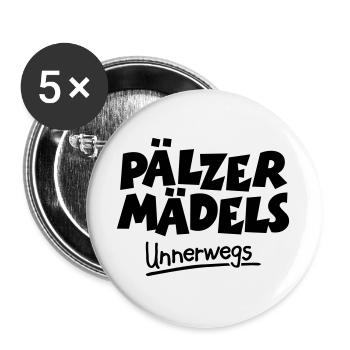 Pälzer Mädels unnerwegs - Pfälzer Mädels unterwegs - Buttons groß 56 mm (5er Pack) - Weiß - Vorne