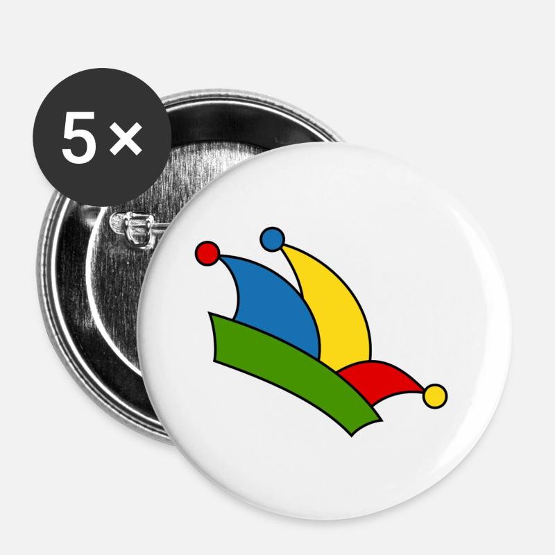 Narrenkappe - Buttons groß 56 mm (5er Pack) - Weiß