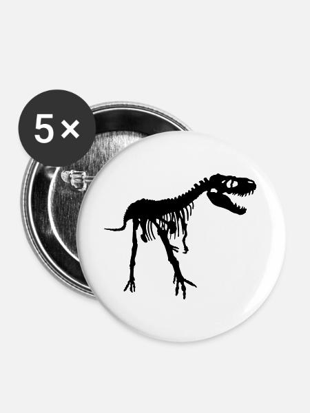 Dinosaur - Buttons groß 56 mm (5er Pack) - Weiß