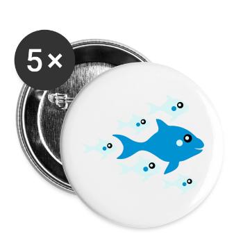 Cute Fish Babys And Mother - Buttons large 2.2''/56 mm (5-pack) - white - Front