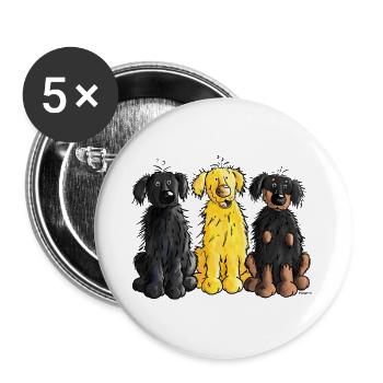 Hovawart - Hovawarte - Hund - Buttons groß 56 mm (5er Pack) - Weiß - Vorne