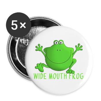 Lachender Frosch - Buttons groß 56 mm (5er Pack) - Weiß - Vorne