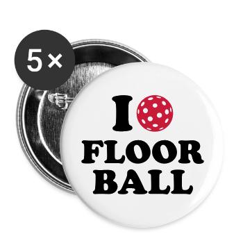 I love Floorball - Buttons groß 56 mm (5er Pack) - Weiß - Vorne