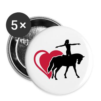 Herz Voltigieren - Buttons groß 56 mm (5er Pack) - Weiß - Vorne