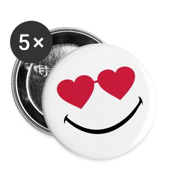 smileface_5 - Buttons groß 56 mm (5er Pack) - Weiß - Vorne
