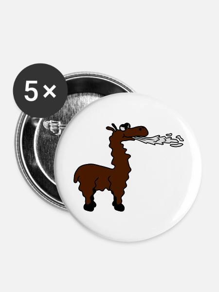 Spitting Llama - Buttons groß 56 mm (5er Pack) - Weiß
