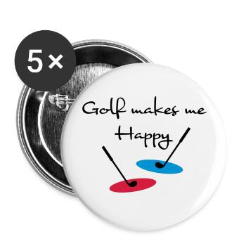 golf - Lot de 5 grands badges (56 mm) - blanc - Devant