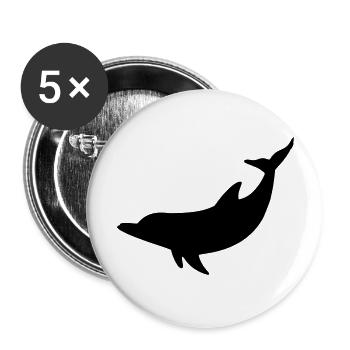 Delfin - Buttons groß 56 mm (5er Pack) - Weiß - Vorne