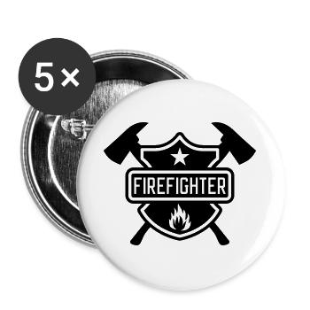 Firefighter - Buttons groß 56 mm (5er Pack) - Weiß - Vorne