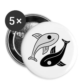 Yin Yang Fishs - Buttons groß 56 mm (5er Pack) - Weiß - Vorne