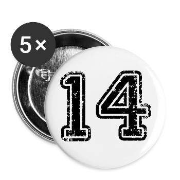 14 - Nummer - Buttons groß 56 mm (5er Pack) - Weiß - Vorne