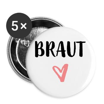Bride's heart bachelor party wedding - Buttons large 2.2''/56 mm (5-pack) - white - Front