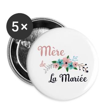 Mère de la Mariée - Collection Bucolique - Lot de 5 grands badges (56 mm) - blanc - Devant