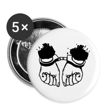 Les mains et les menottes - Lot de 5 grands badges (56 mm) - blanc - Devant