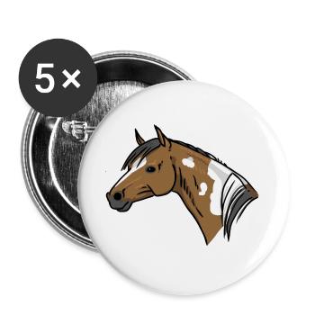 Horse Portrait - Buttons large 2.2''/56 mm (5-pack) - white - Front