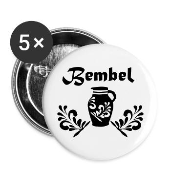 BEMBEL - Bembeltown Frankfurt Souvenirs - Buttons groß 56 mm (5er Pack) - Weiß - Vorne