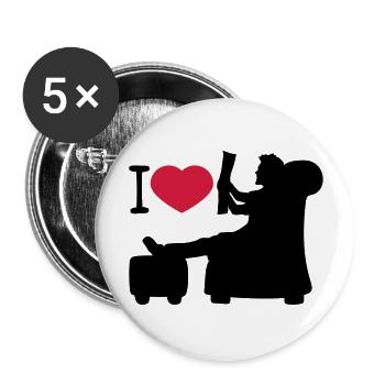 I love herz liebe zeitung lesen nachrichten wohnzi - Buttons groß 56 mm (5er Pack) - Weiß - Vorne