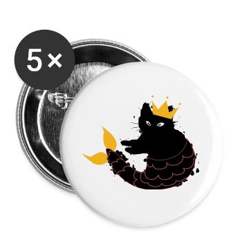 Cadeau de chat de sirène chat suricate - Lot de 5 grands badges (56 mm) - blanc - Devant
