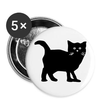 Katze - Buttons groß 56 mm (5er Pack) - Weiß - Vorne