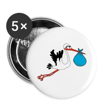 cigogne - Lot de 5 grands badges (56 mm) - blanc - Devant
