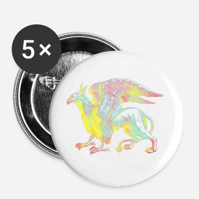 Mythical creatures colorful - Buttons large 2.2''/56 mm (5-pack) - white