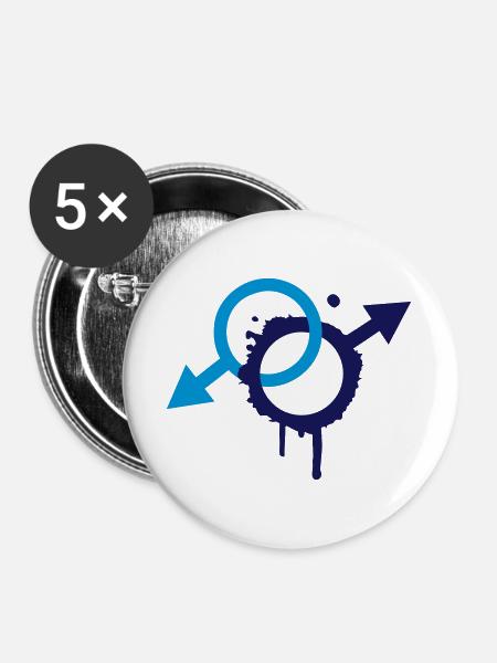 zwei männliche Symbole - Buttons groß 56 mm (5er Pack) - Weiß