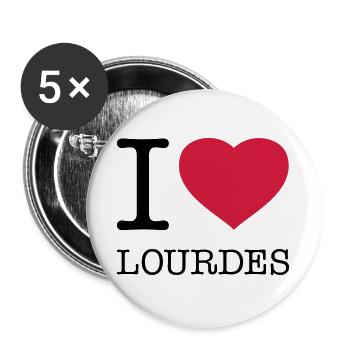 I LOVE LOURDES France Frankreich - Lot de 5 grands badges (56 mm) - blanc - Devant