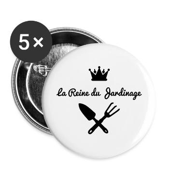 La reine du jardinage - Lot de 5 grands badges (56 mm) - blanc - Devant