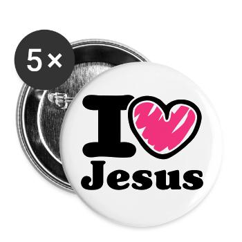 i Love Jesus_V1 - Buttons groß 56 mm (5er Pack) - Weiß - Vorne