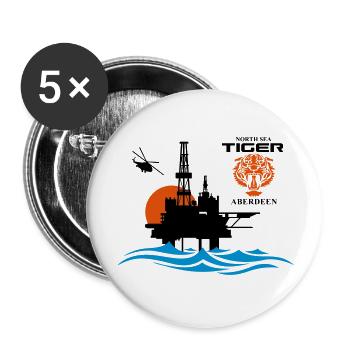 North Sea Tiger Oil Rig Platform Aberdeen - Buttons large 2.2''/56 mm (5-pack) - white - Front